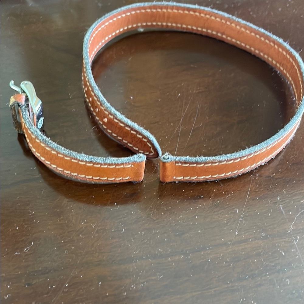 Michele Brown Leather Watch Strap with White Stitching